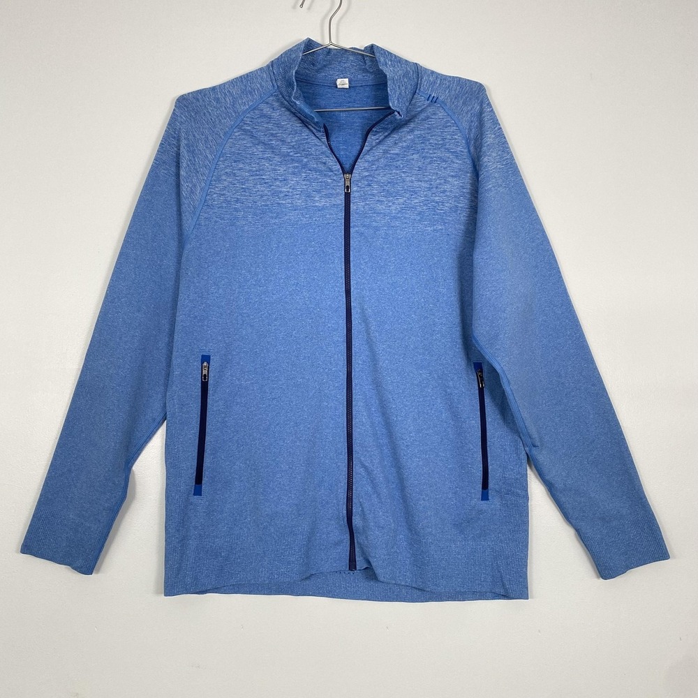 Lululemon Jacket Mens XL Blue Knit Full Zip Track Athletic Running Pockets Activ